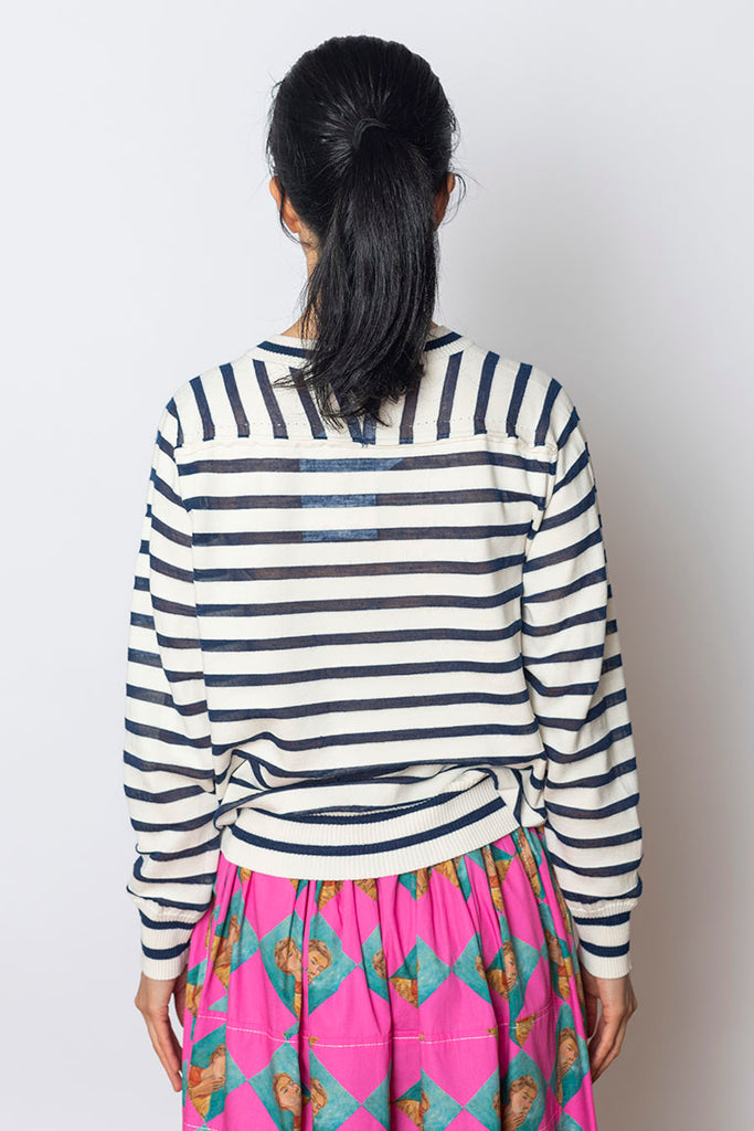 Striped Sweater - Navy/Off White