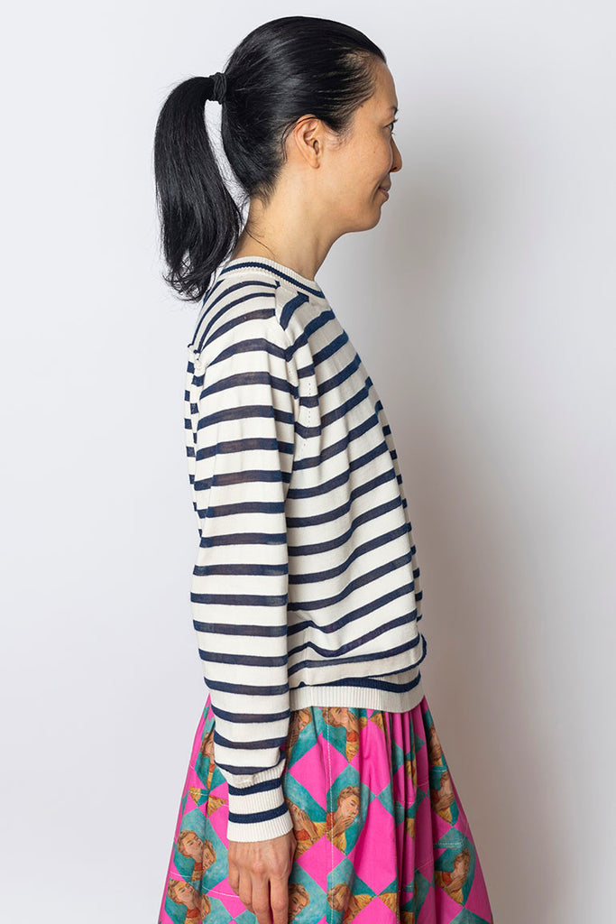 Striped Sweater - Navy/Off White