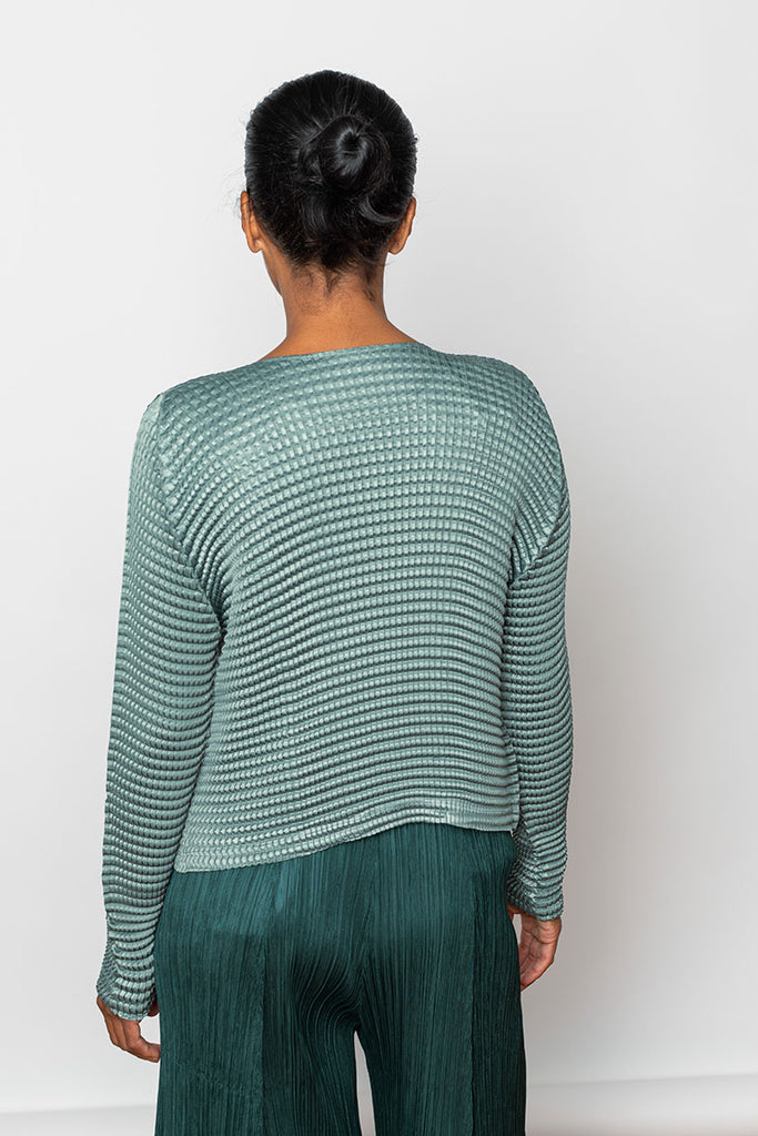 Suede Like Pleats Shirt - Dull Blue