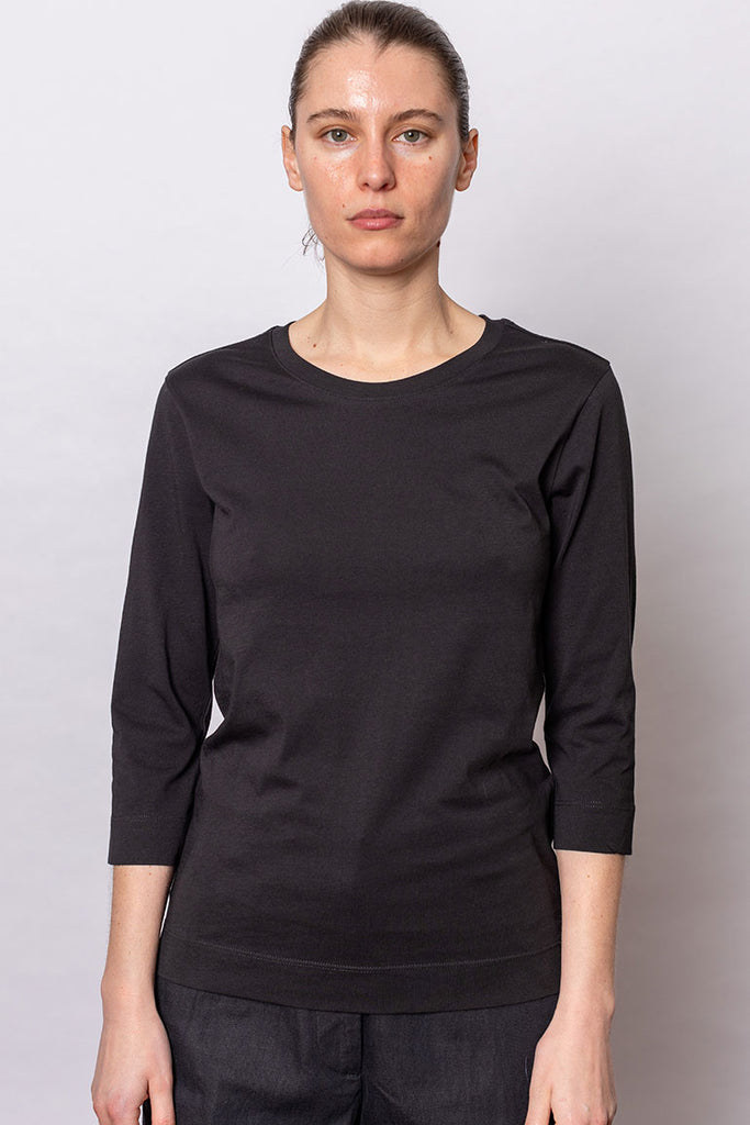 Supima Three Quarter Sleeve T-Shirt - Black