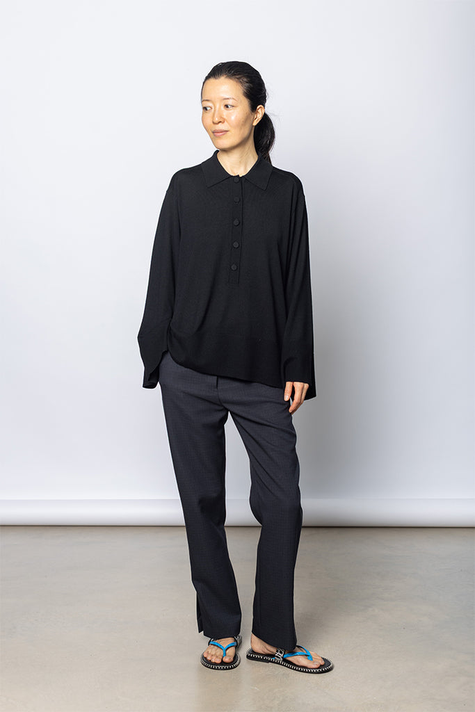 Talis Merino Polo Sweater - Black