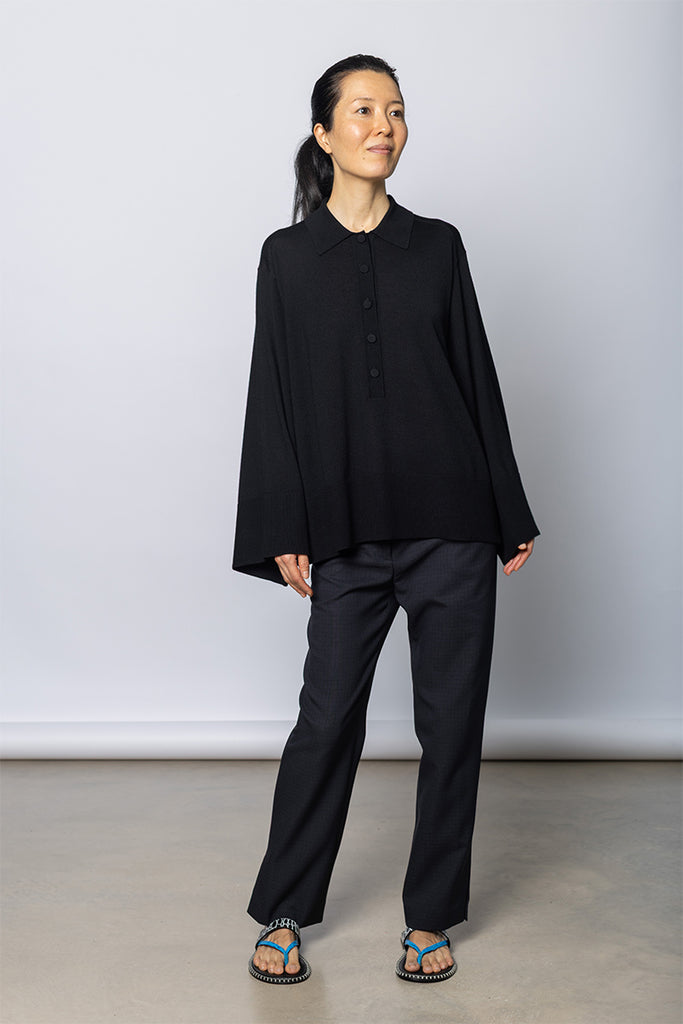 Talis Merino Polo Sweater - Black