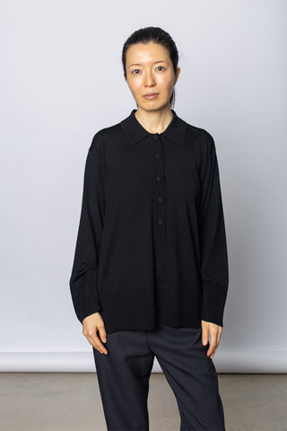 Talis Merino Polo Sweater - Black