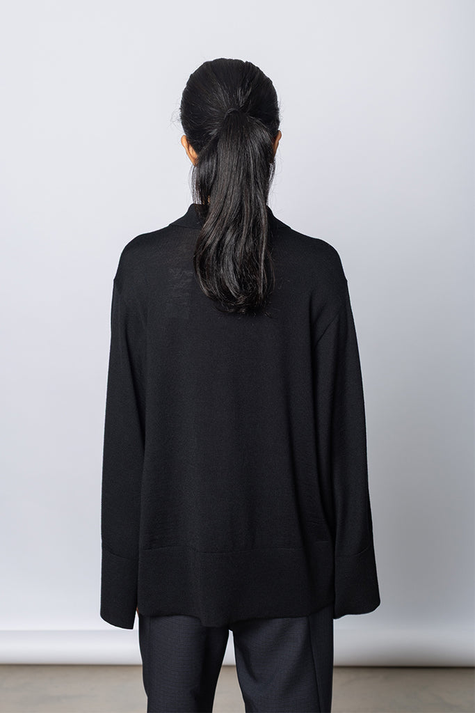 Talis Merino Polo Sweater - Black