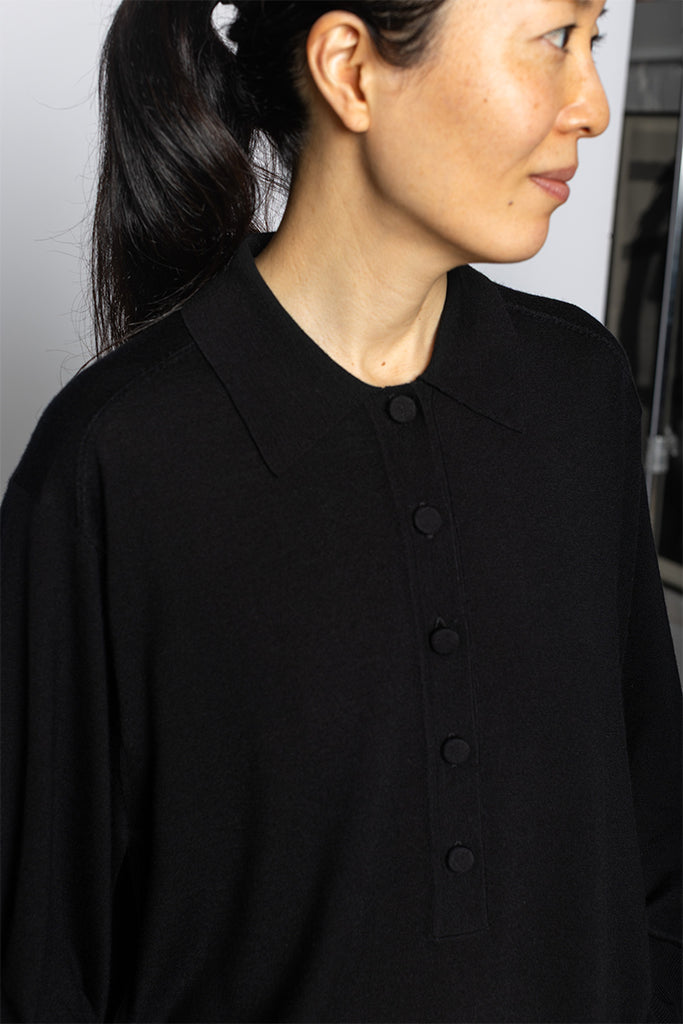 Talis Merino Polo Sweater - Black