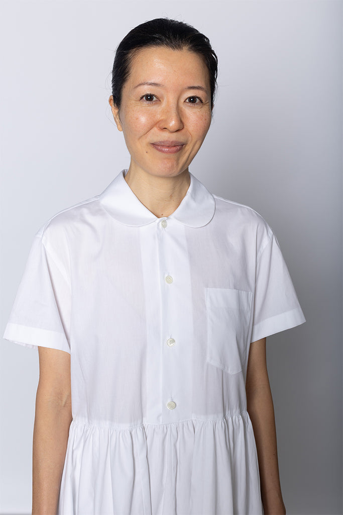 Balloon Skirted Shirt Dress - White