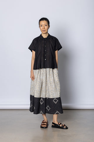 Cotton Ramie Peter Pan Collar Shirt - Black