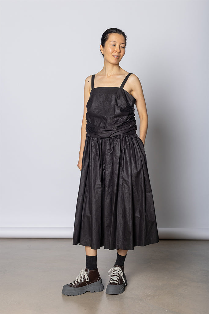 Draped Bodice Jumpsuit  - Black