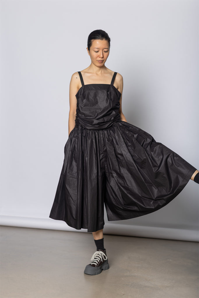 Draped Bodice Jumpsuit  - Black