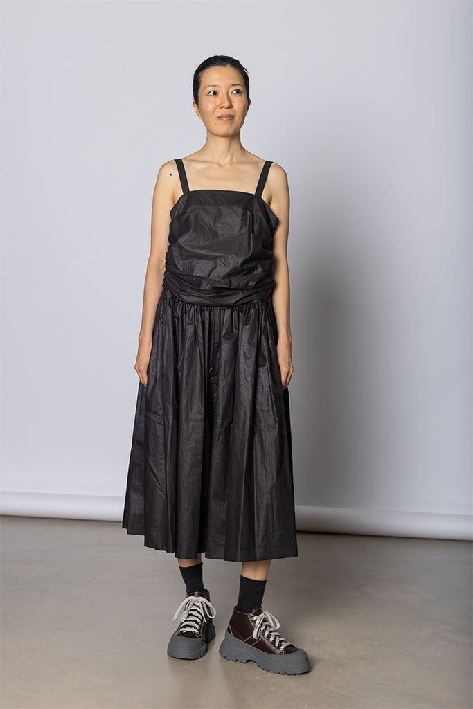 Draped Bodice Jumpsuit  - Black