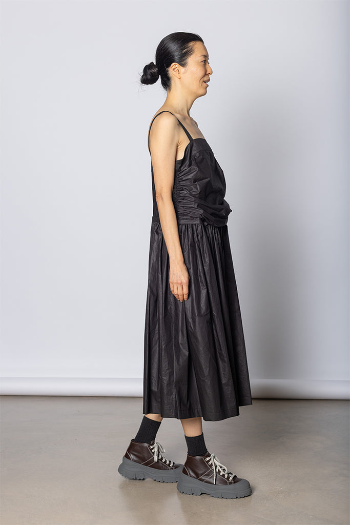 Draped Bodice Jumpsuit  - Black