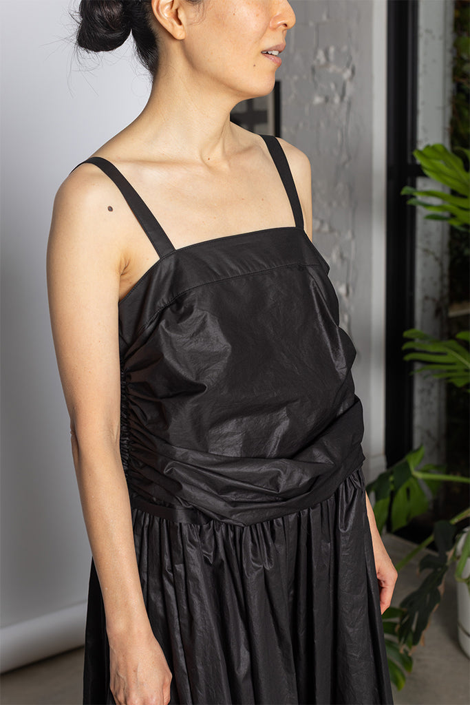 Draped Bodice Jumpsuit  - Black