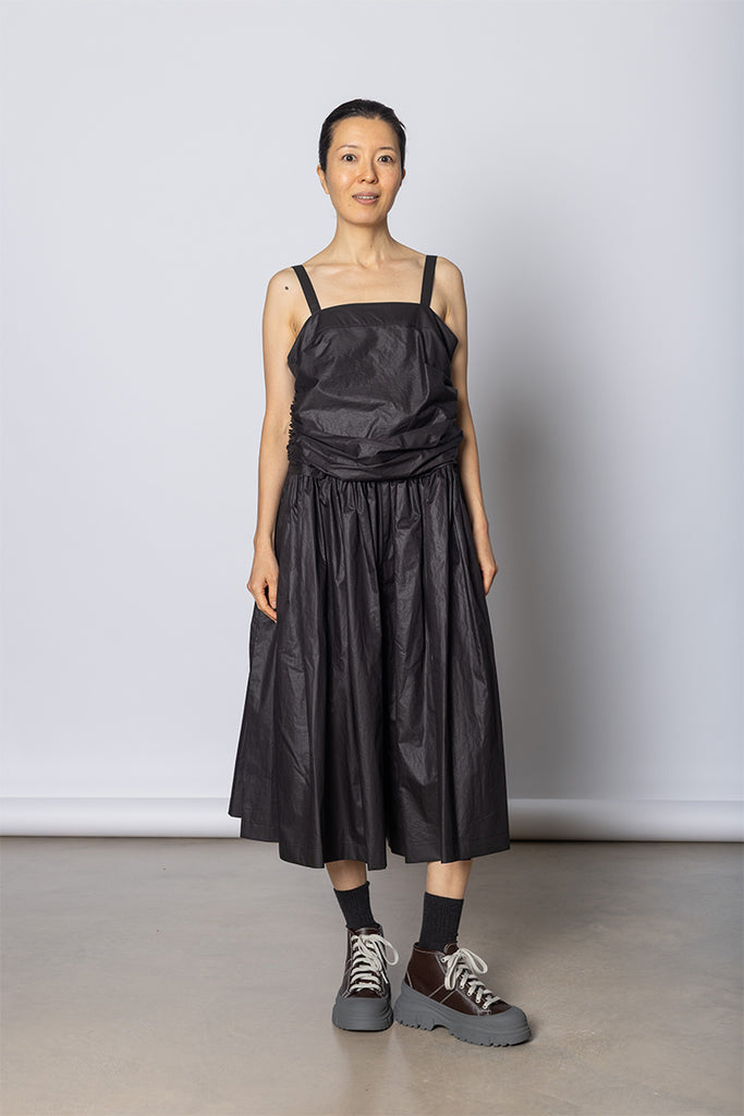 Draped Bodice Jumpsuit  - Black