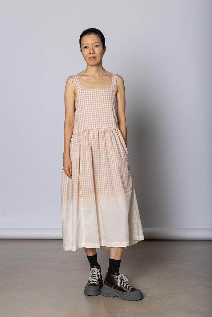 Gingham Sundress - Beige/White