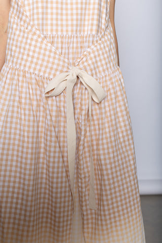 Gingham Sundress - Beige/White