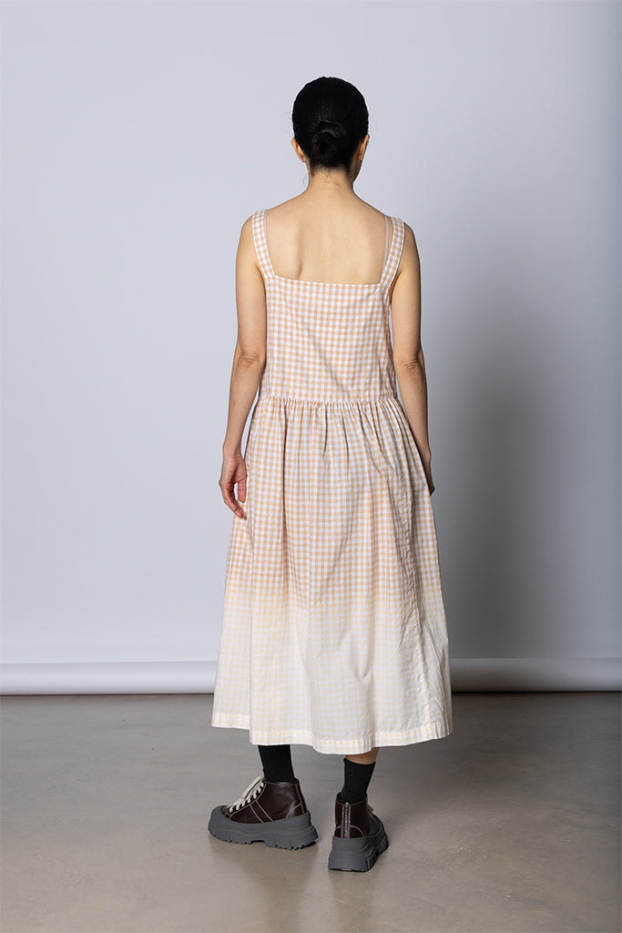 Gingham Sundress - Beige/White