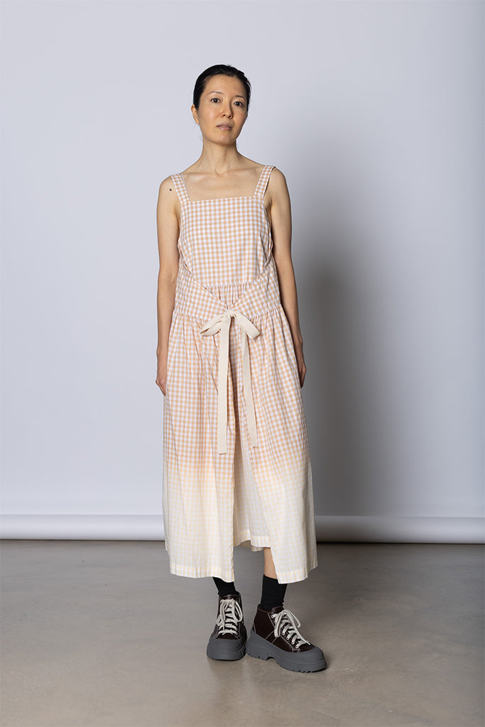Gingham Sundress - Beige/White