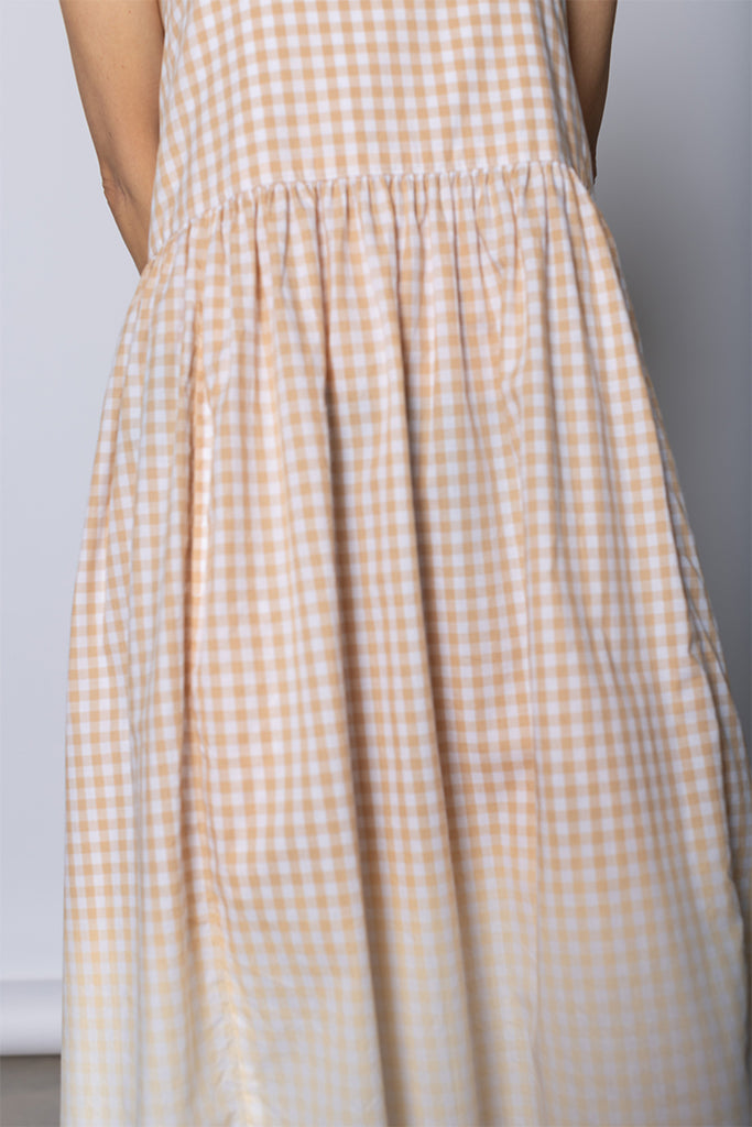 Gingham Sundress - Beige/White