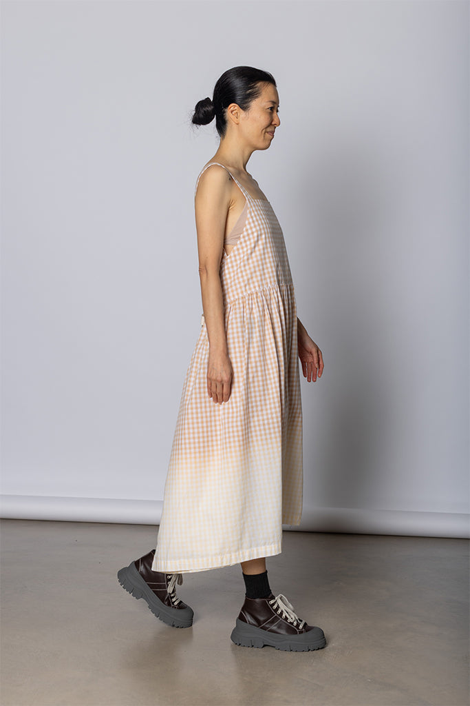 Gingham Sundress - Beige/White