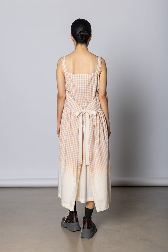 Gingham Sundress - Beige/White