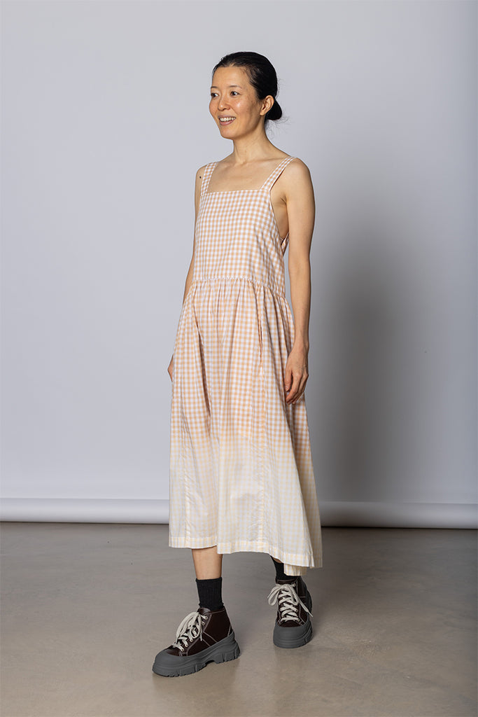 Gingham Sundress - Beige/White