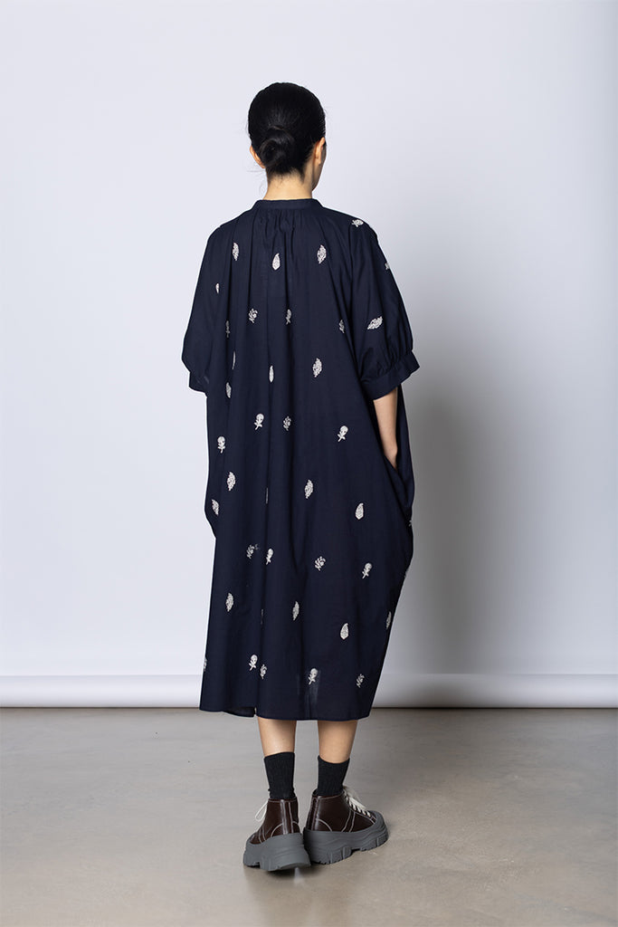 Motif Shirt Dress - Navy/White