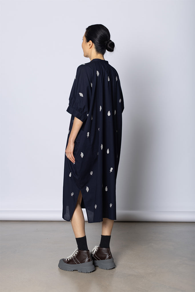 Motif Shirt Dress - Navy/White