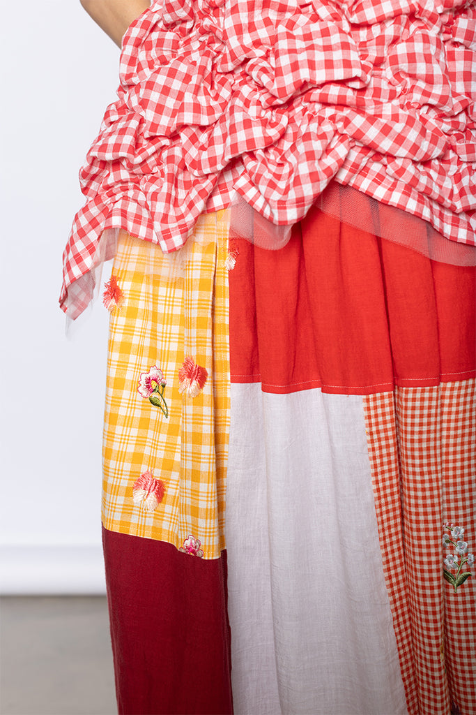 Patchworked Skirt - Red/Yellow/White