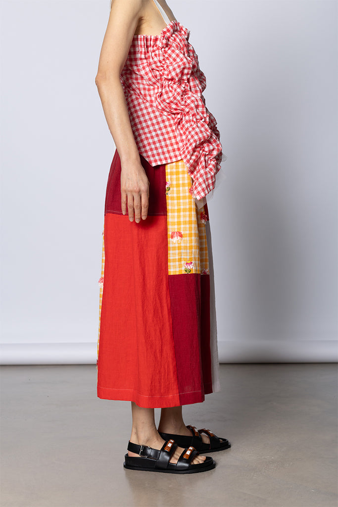Patchworked Skirt - Red/Yellow/White