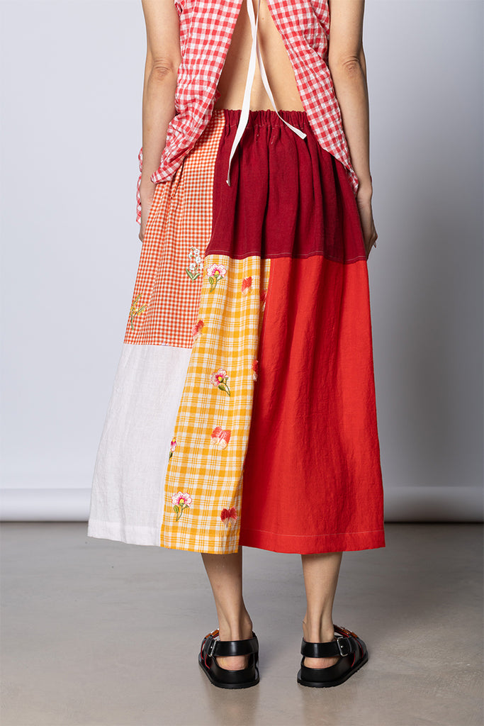 Patchworked Skirt - Red/Yellow/White
