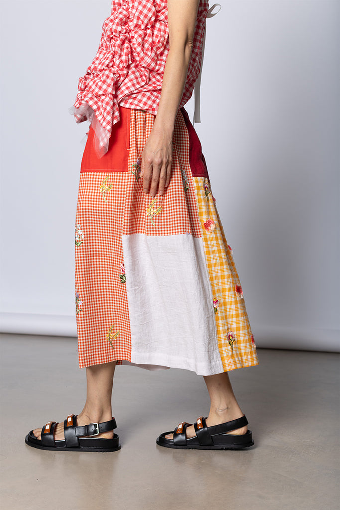 Patchworked Skirt - Red/Yellow/White