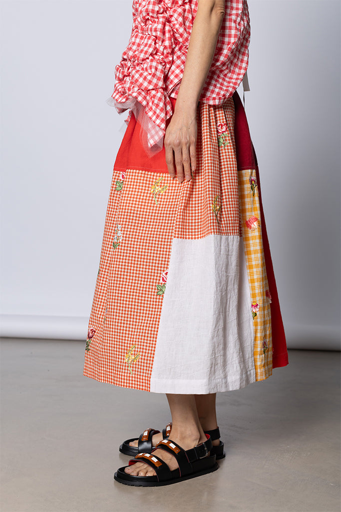 Patchworked Skirt - Red/Yellow/White