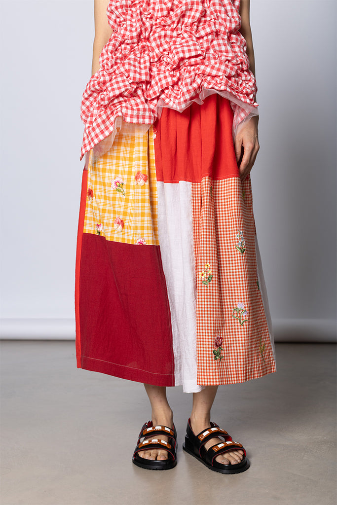 Patchworked Skirt - Red/Yellow/White