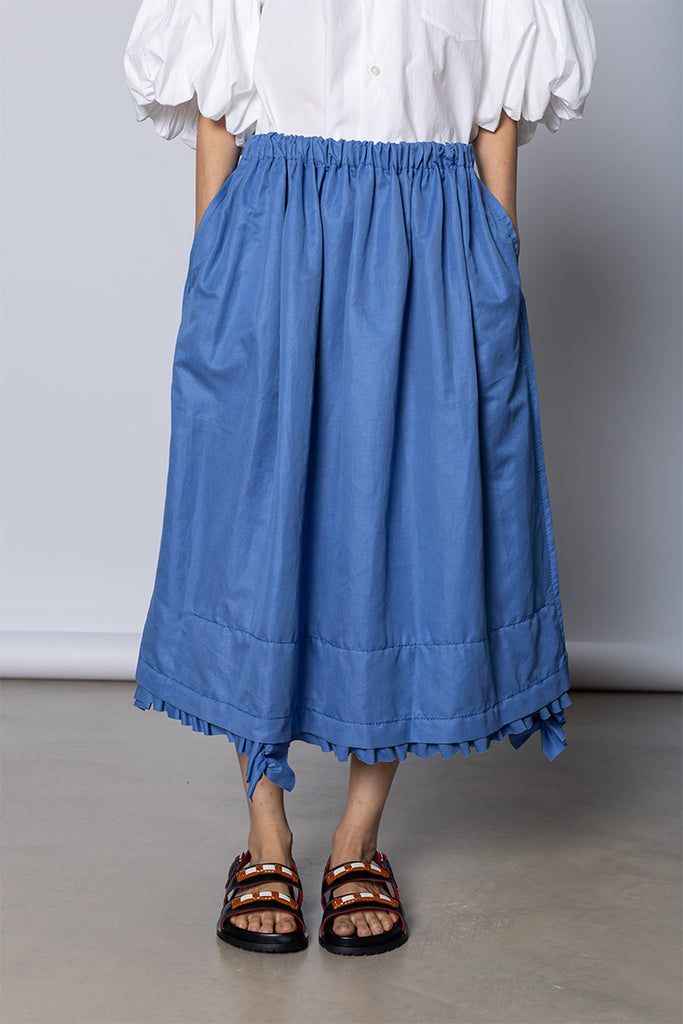Pleated Hem Feature Skirt - Sax Blue
