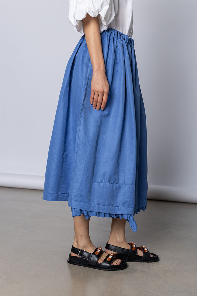 Pleated Hem Feature Skirt - Sax Blue