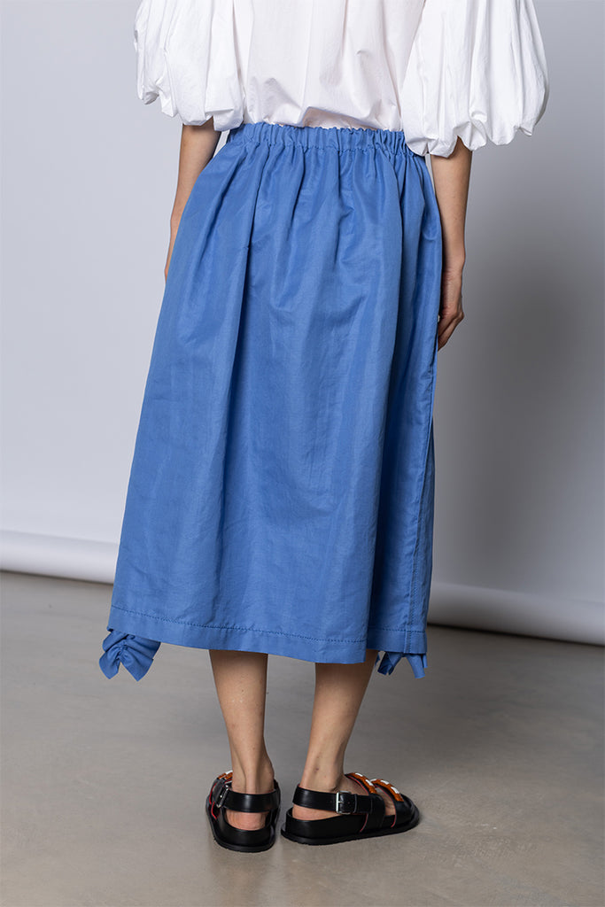 Pleated Hem Feature Skirt - Sax Blue