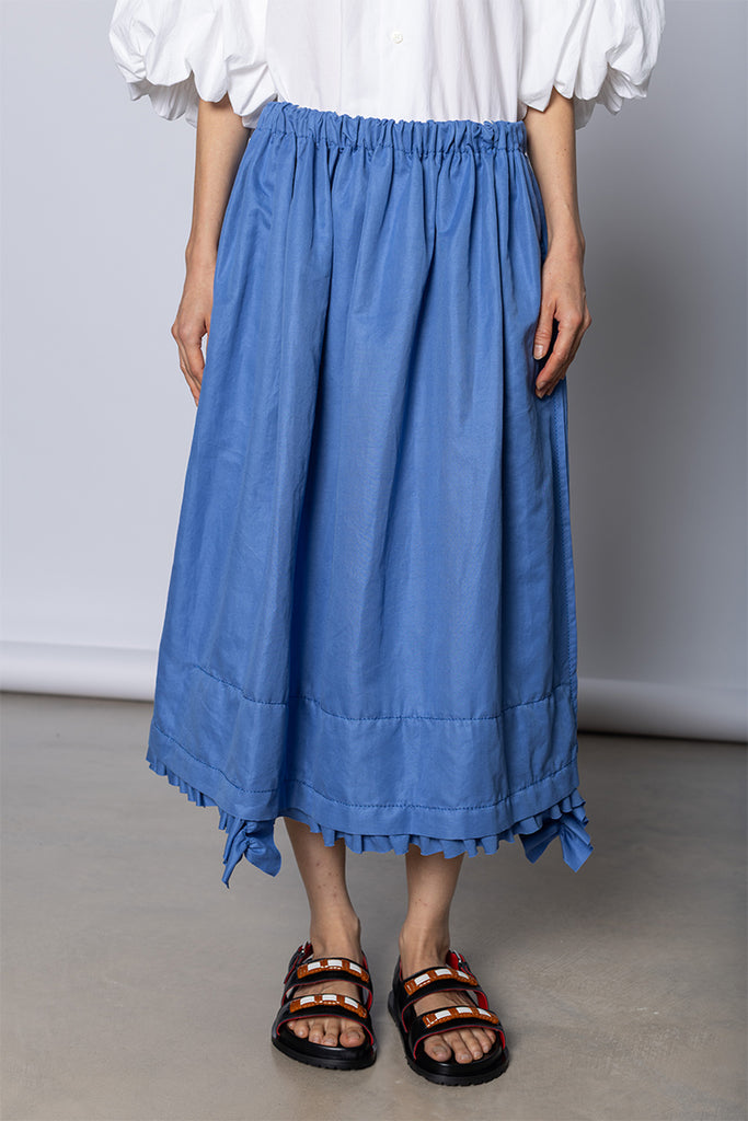 Pleated Hem Feature Skirt - Sax Blue