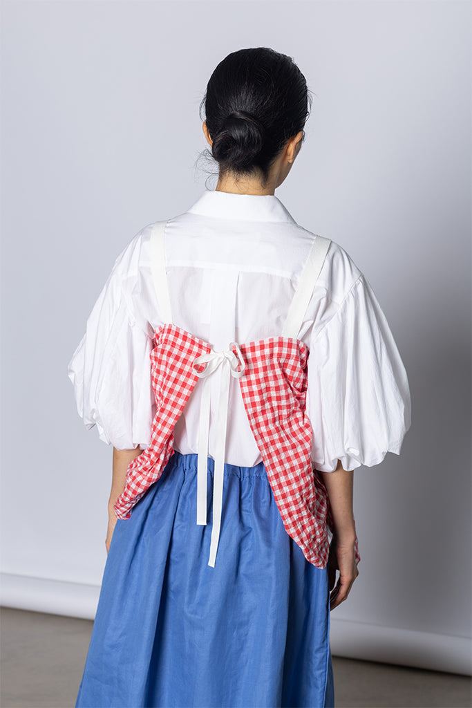 Ruched Gingham Top - Red/White