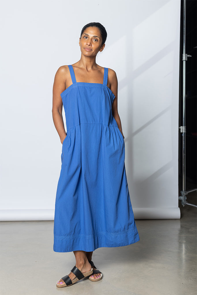 Garment Dyed French Slip Dress - Dutch Blue