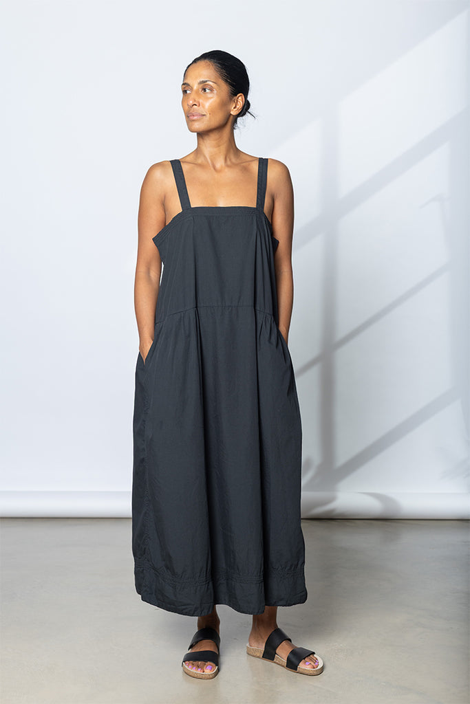 Garment Dyed French Slip Dress - Soft Black