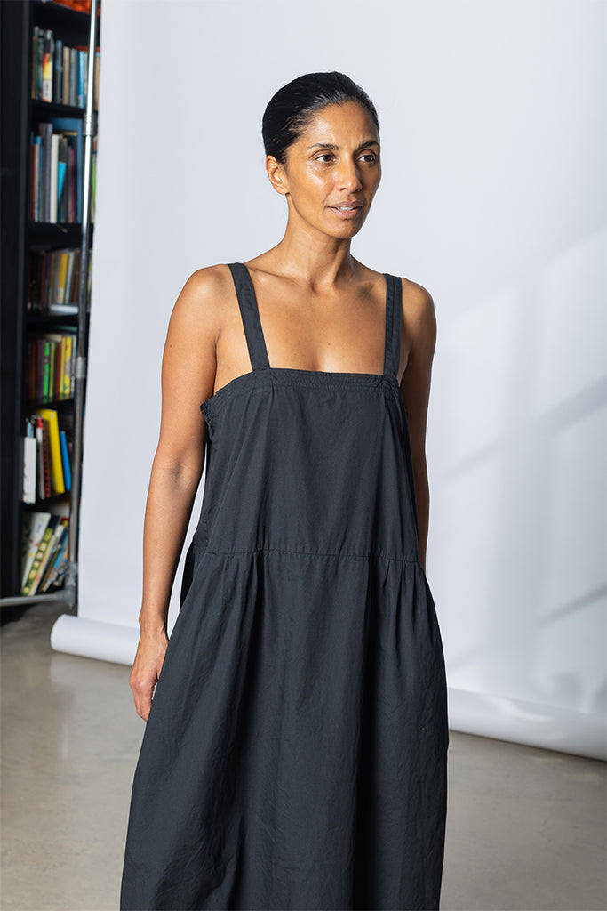 Garment Dyed French Slip Dress - Soft Black