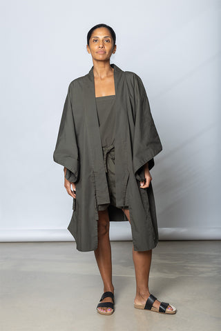 Garment Dyed Kimono Robe - Dark Olive Green