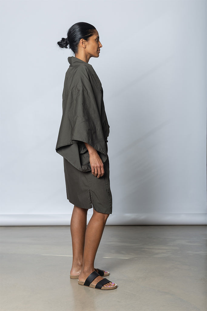 Garment Dyed Kimono Robe - Dark Olive Green
