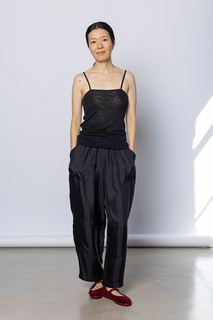 Silk Net Camisole Top - Black