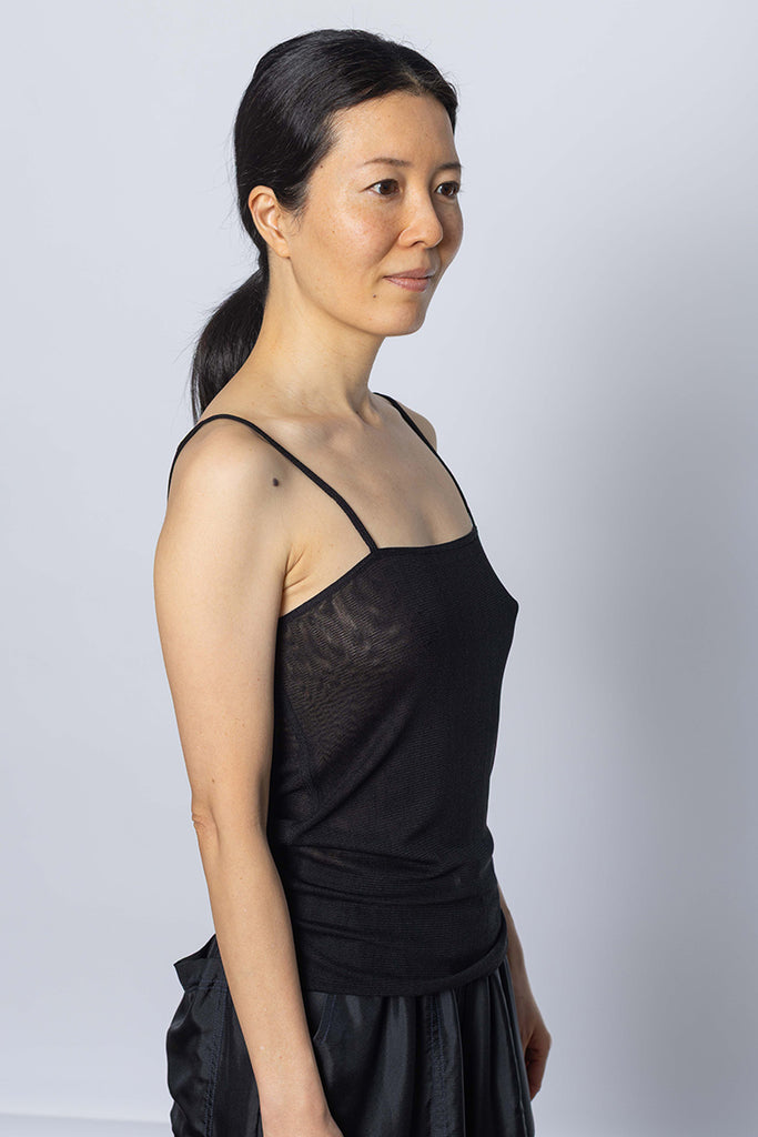Silk Net Camisole Top - Black