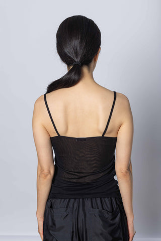 Silk Net Camisole Top - Black