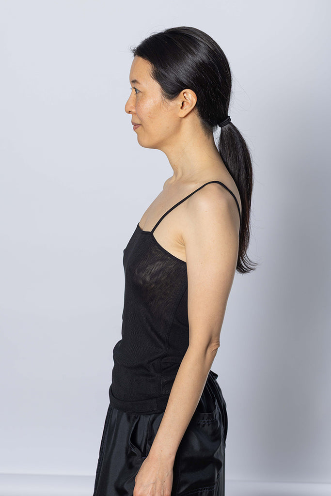 Silk Net Camisole Top - Black