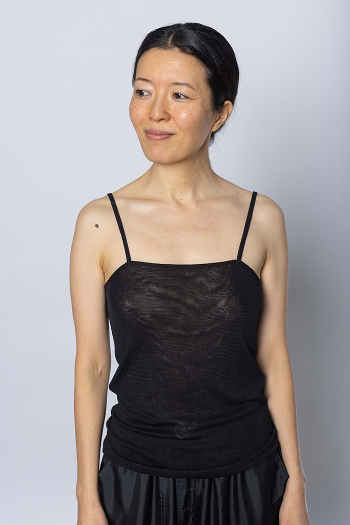 Silk Net Camisole Top - Black