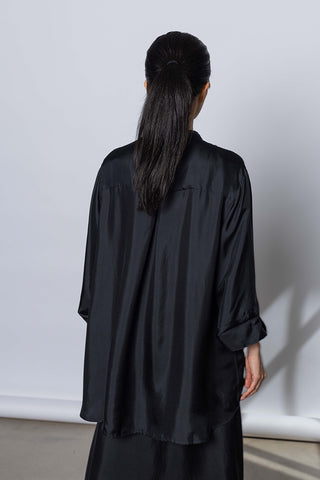 Silk Twill 7/8th Sleeve Shirt - Printer Black