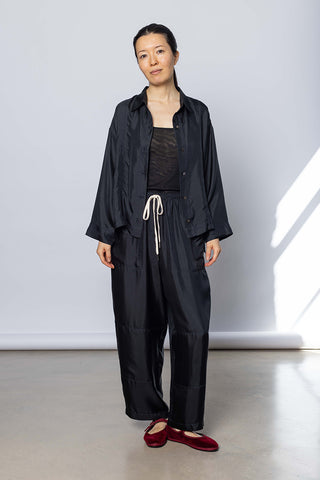 Silk Twill Boxy Shirt Jacket - Printer Black